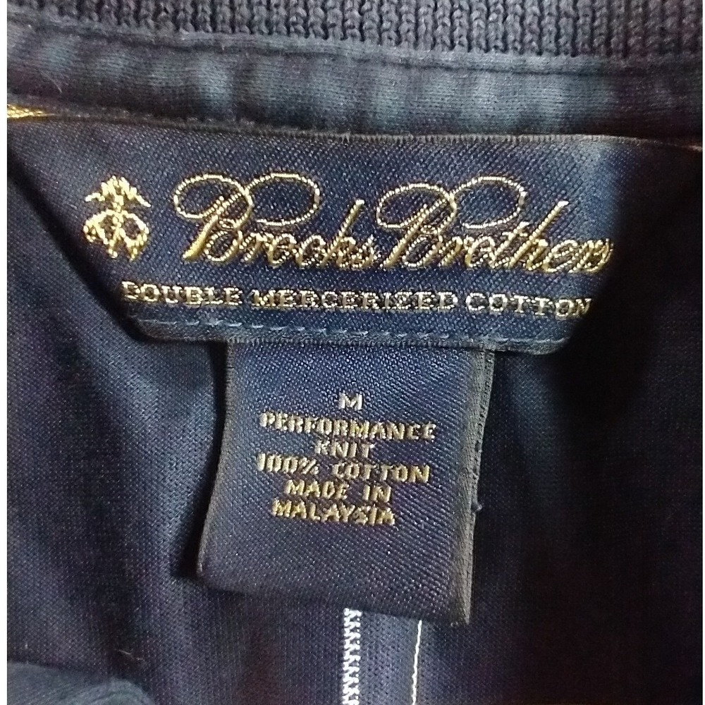 Brooks Brothers Mens Navy Windowpane Double Mercerized Cotton Polo Shirt Medium - Picture 4 of 11